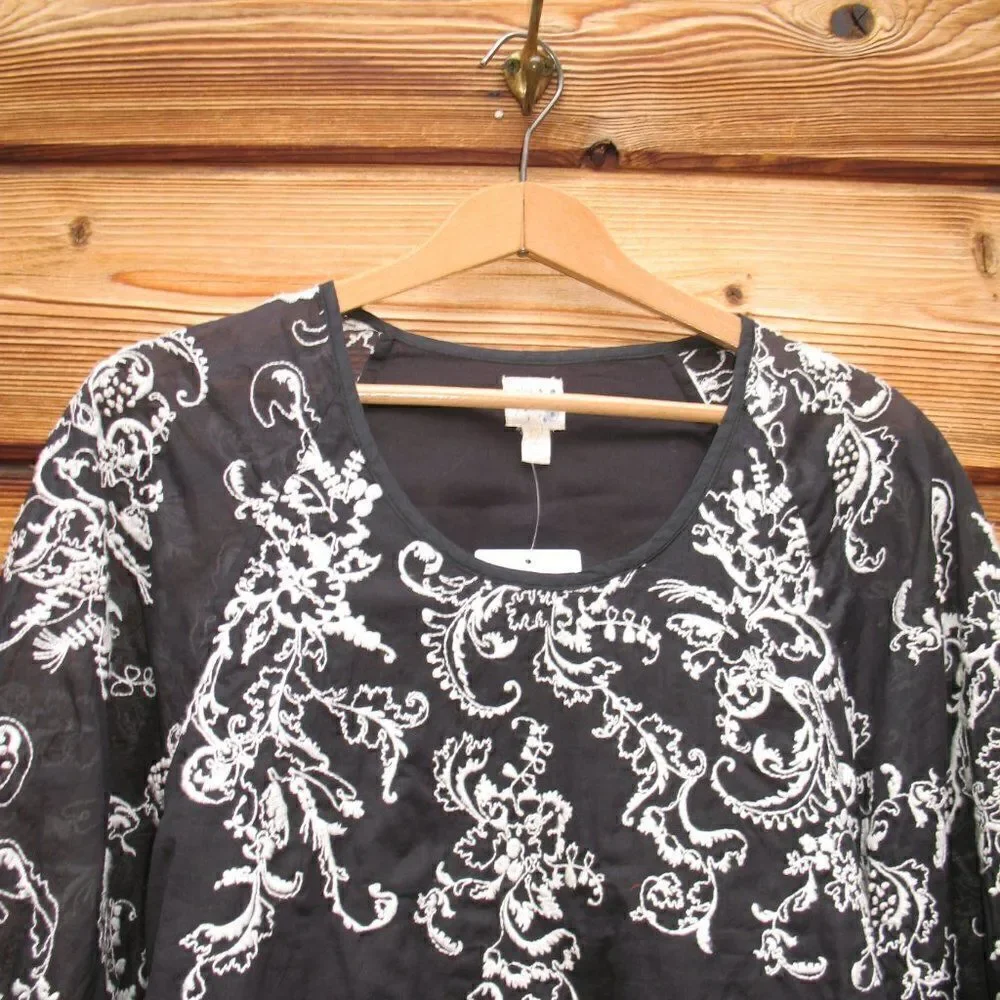 NWT Anthropologie Edme & Esyllte Embroidered Puff Sleeve Blouse Top